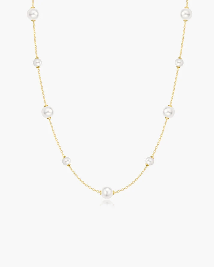 Ania Haie Yellow Gold Plate Alternating Shell Pearl Station Necklace