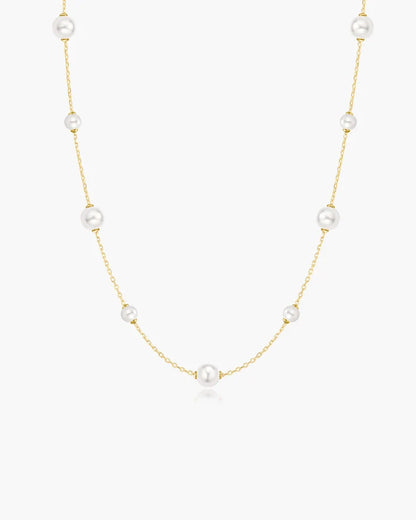 Ania Haie Yellow Gold Plate Alternating Shell Pearl Station Necklace