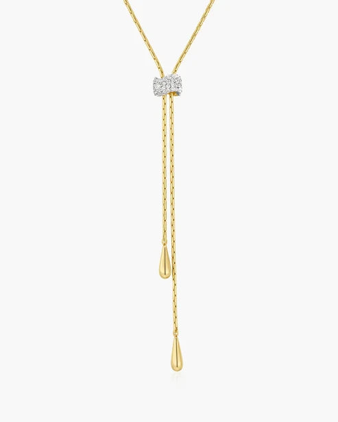 Ania Haie Gold Plated CZ Teardrop Slider Necklace