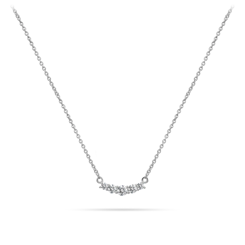 Sterling Silver Curved Bar CZ Necklace
