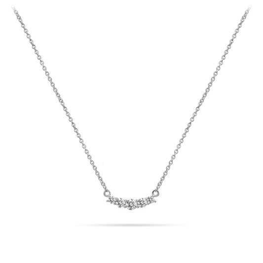 Sterling Silver Curved Bar CZ Necklace
