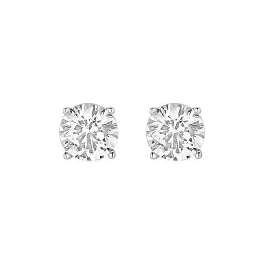 Sterling Silver 8mm Round Solitaire CZ Stud Earrings