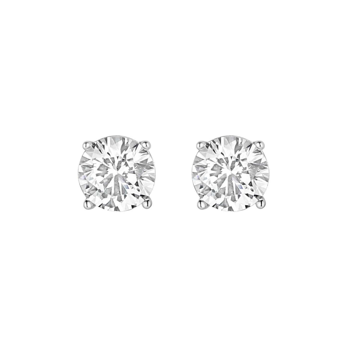 Sterling Silver 4mm Round Solitaire CZ Stud Earrings