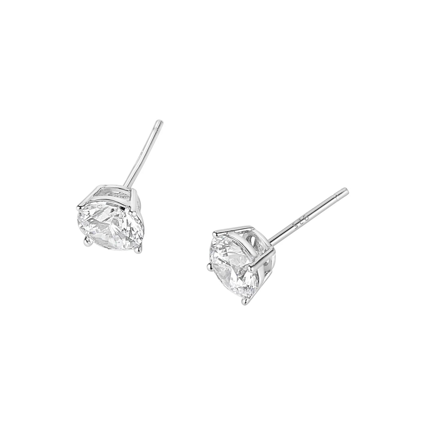 Sterling Silver 4mm Round Solitaire CZ Stud Earrings