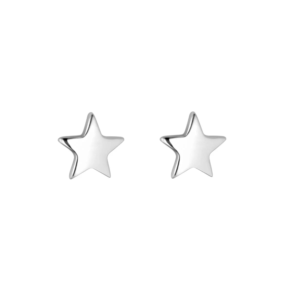 Sterling Silver Solid Star Stud Earrings