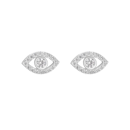 Sterling Silver Evil Eye CZ Stud Earrings