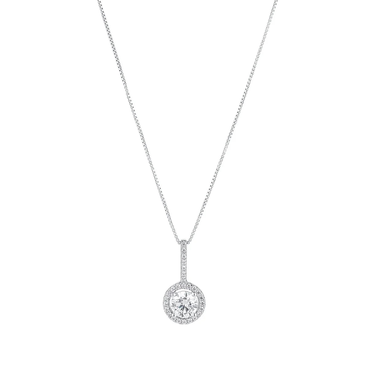 Sterling Silver CZ Drop Pendant Necklace