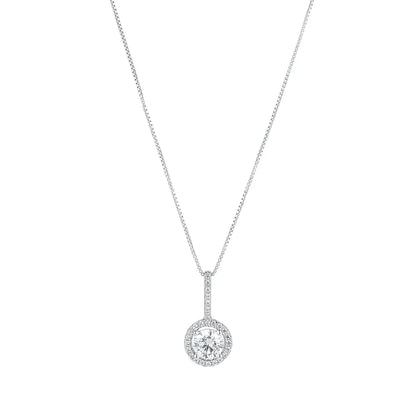 Sterling Silver CZ Drop Pendant Necklace
