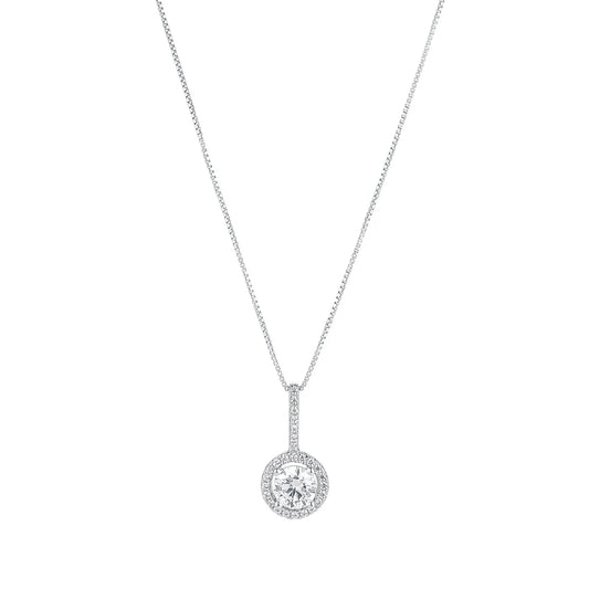 Sterling Silver CZ Drop Pendant Necklace