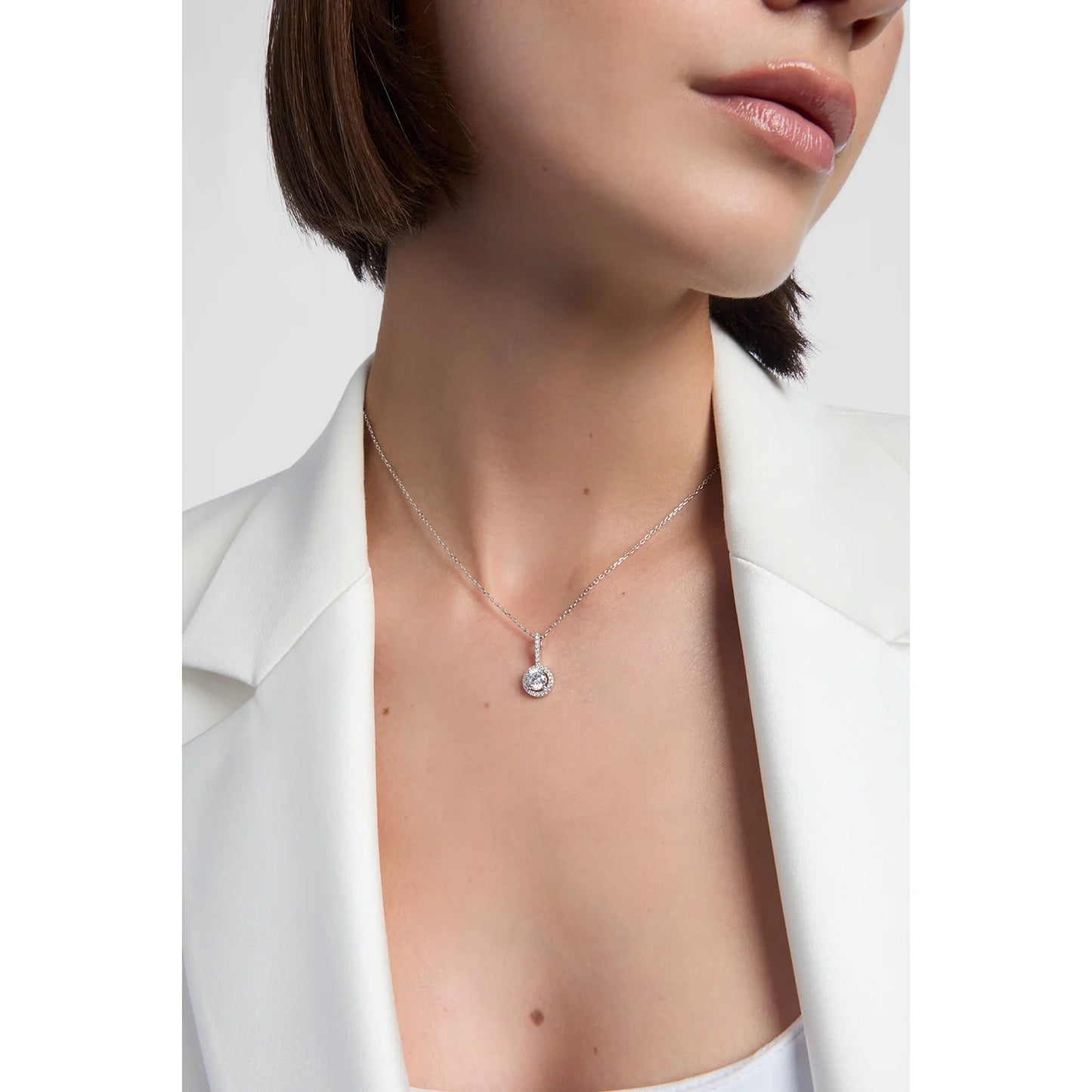 Sterling Silver CZ Drop Pendant Necklace