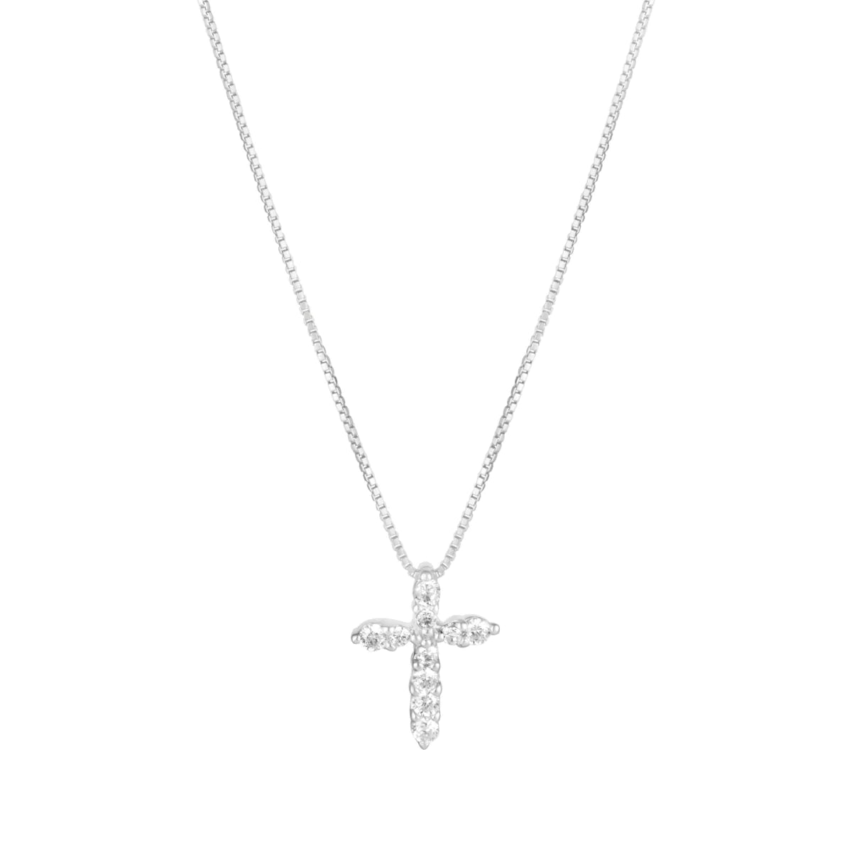 Sterling Silver CZ Set Cross Necklace