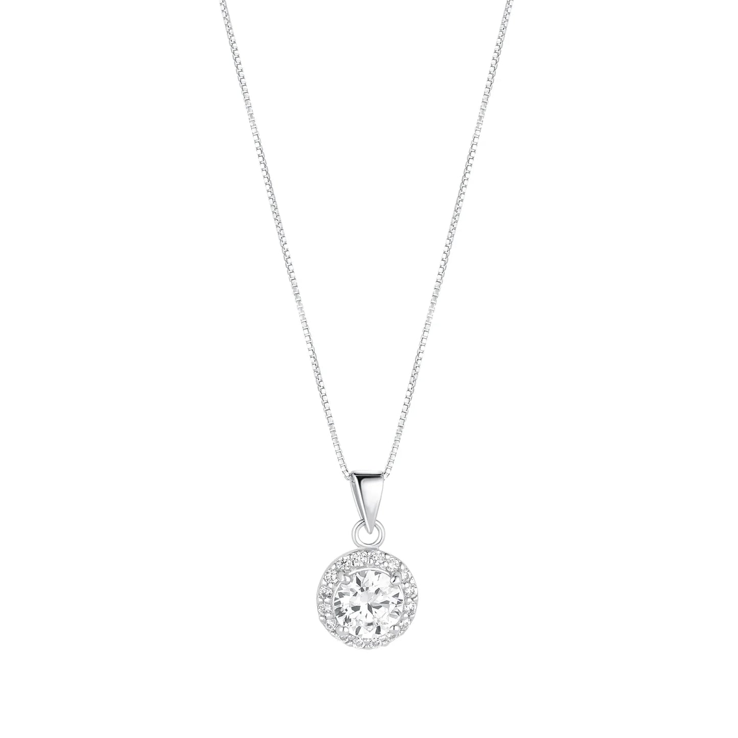 Sterling Silver CZ Round Cluster Pendant Necklace