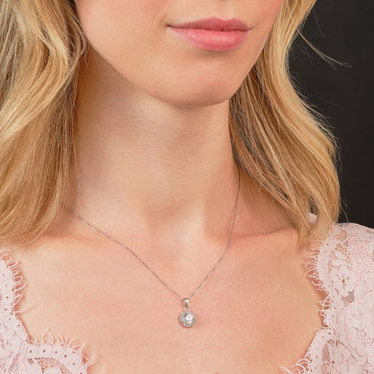 Sterling Silver CZ Round Cluster Pendant Necklace