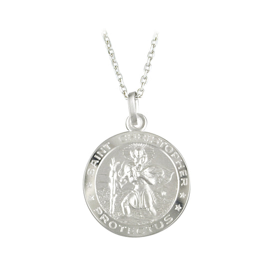 Sterling Silver St Christopher's Medal and Chain Necklace