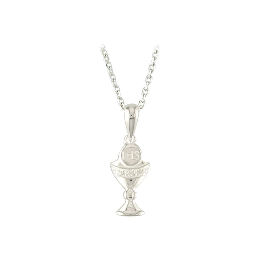 Sterling Silver Chalice Medal Pendant Necklace