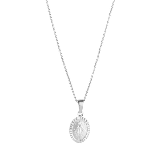 Sterling Silver 10mm Miraculous Medal Pendant Necklace