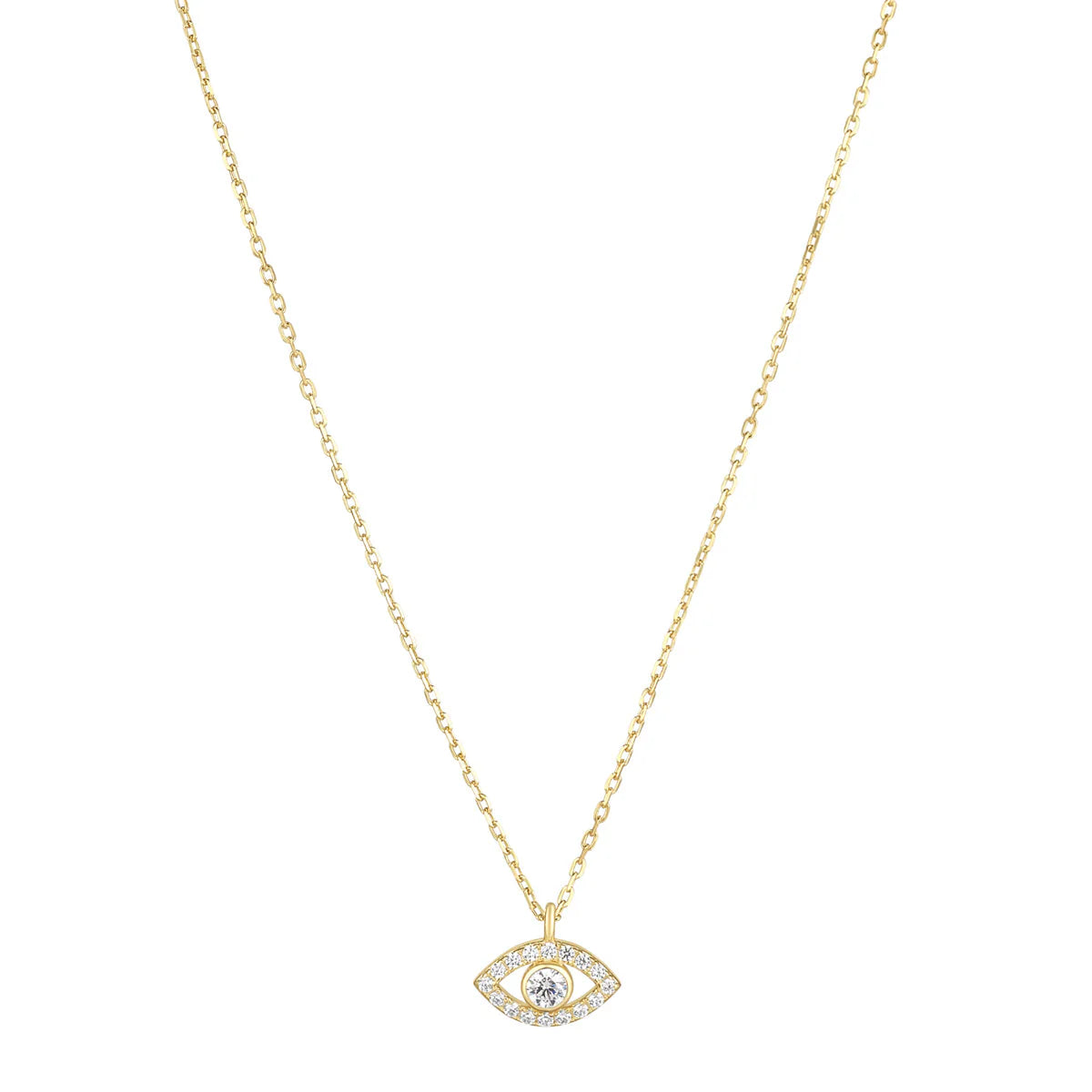 Sterling Silver Yellow Gold Plated Evil Eye CZ Necklace