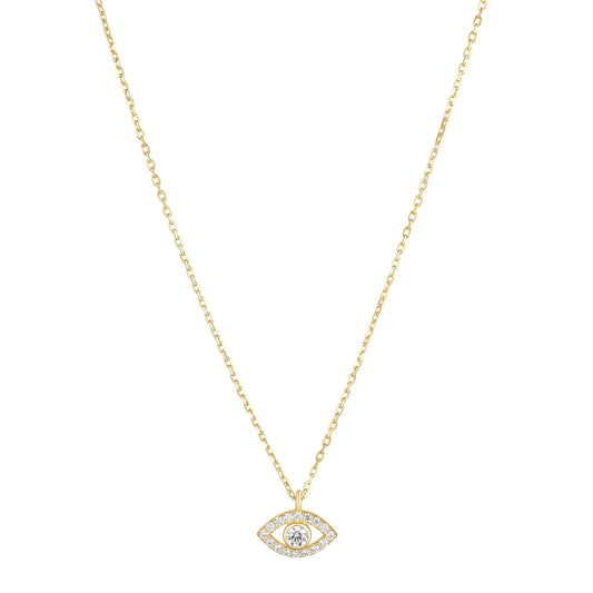 Sterling Silver Yellow Gold Plated Evil Eye CZ Necklace