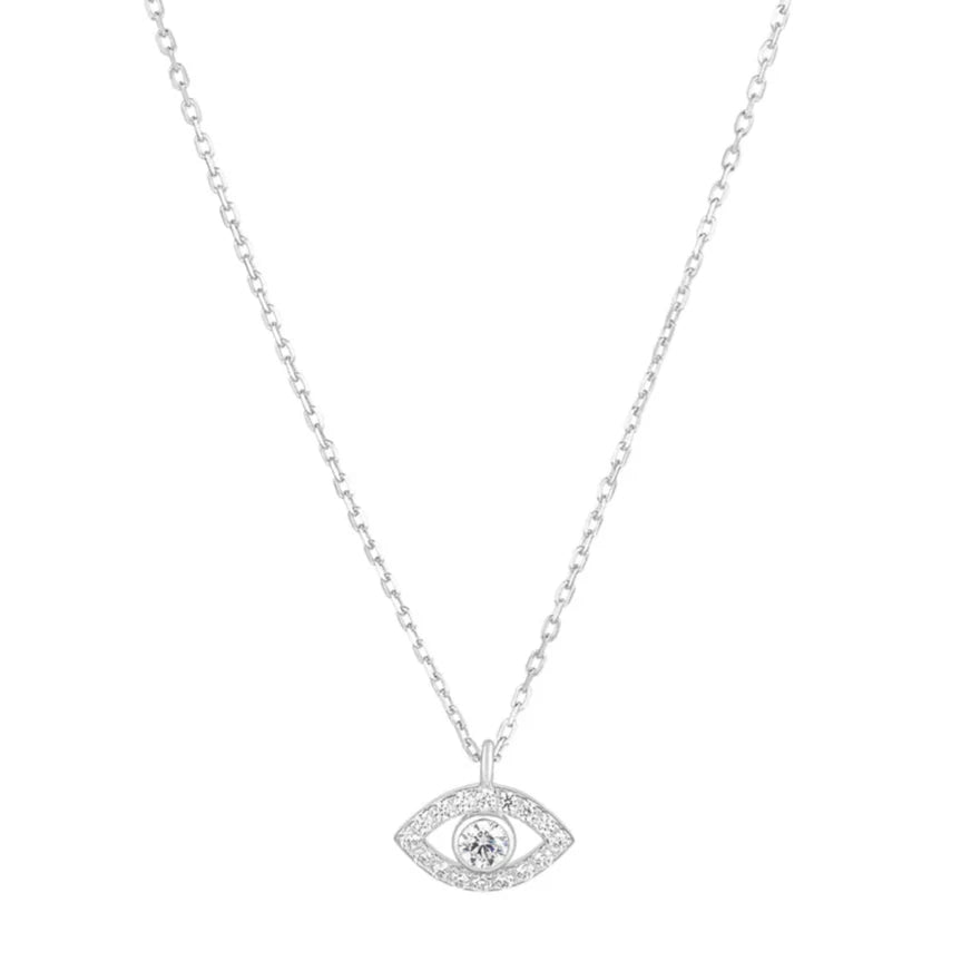 Sterling Silver Evil Eye CZ Necklace