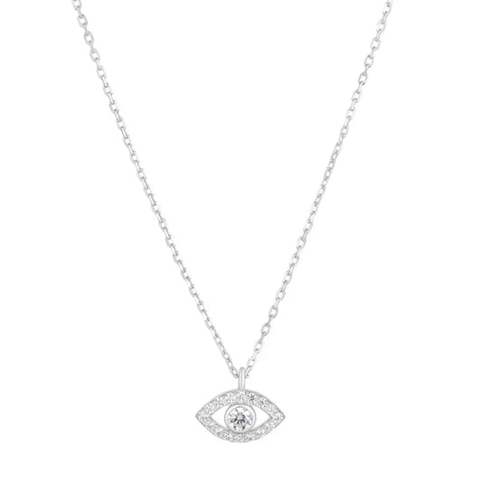 Sterling Silver Evil Eye CZ Necklace