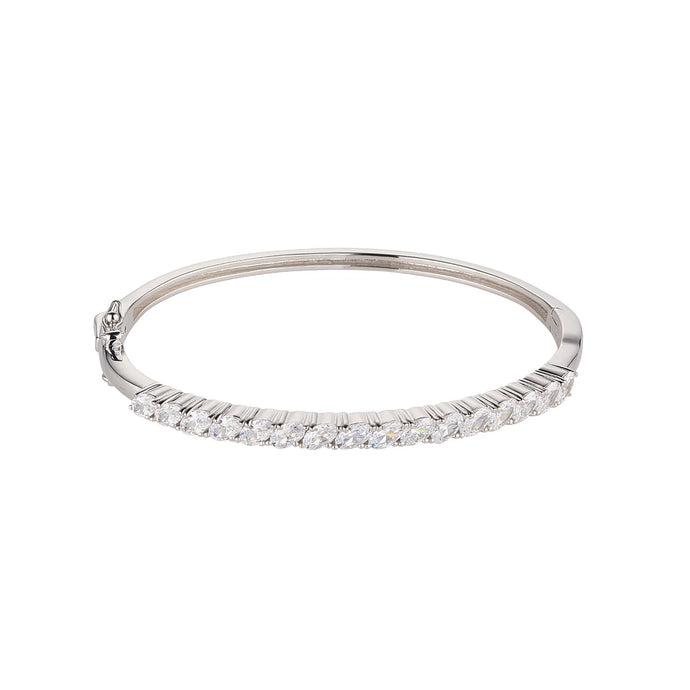 Sterling Silver Claw Set Oval CZ Bangle