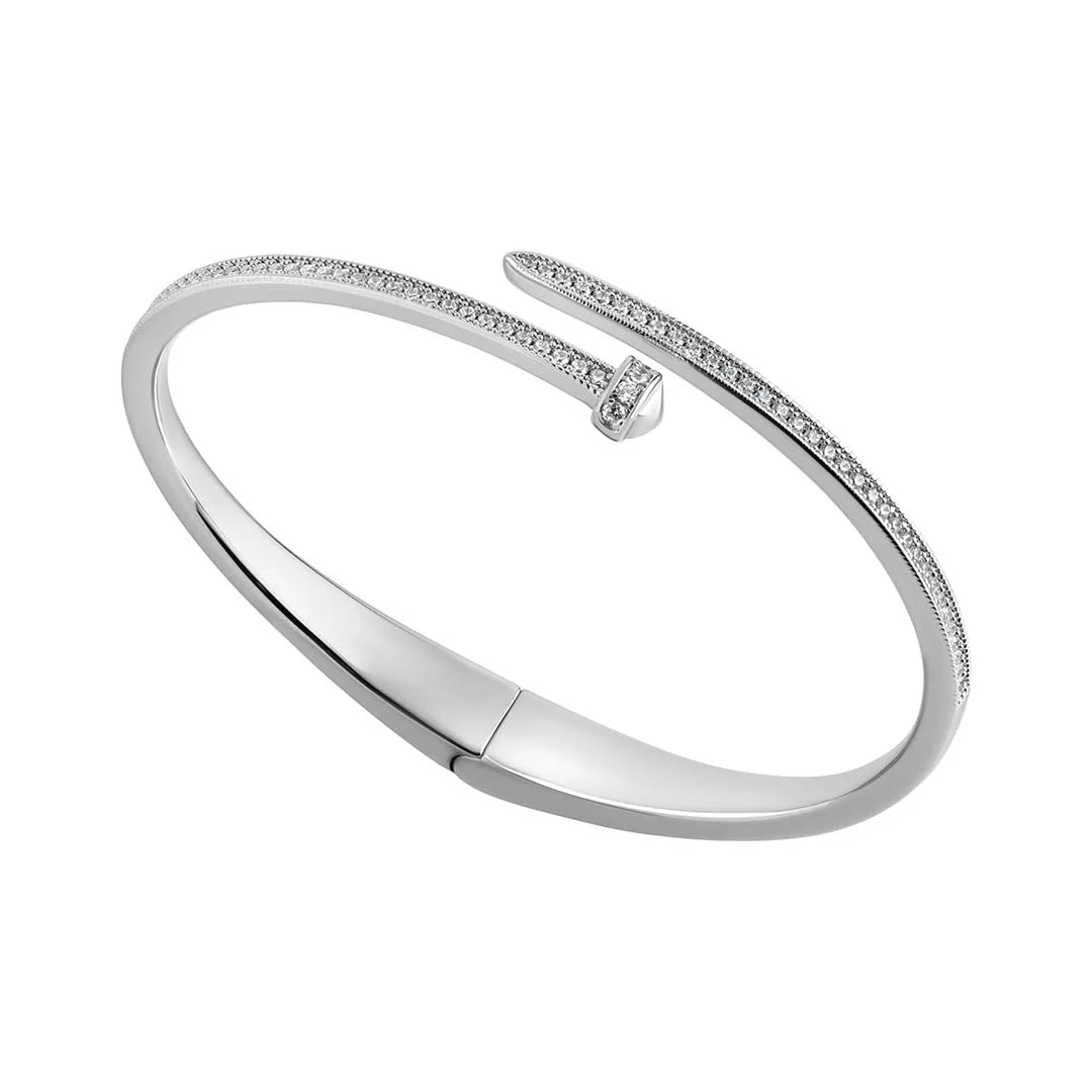 Sterling Silver CZ Nail Bangle