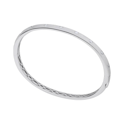 Sterling Silver Oval CZ Set Bangle