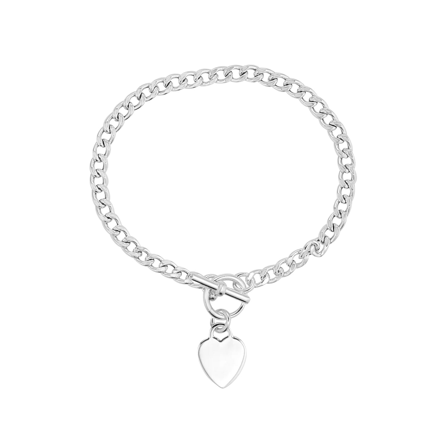 Sterling Silver T-Bar Heart Charm Necklace