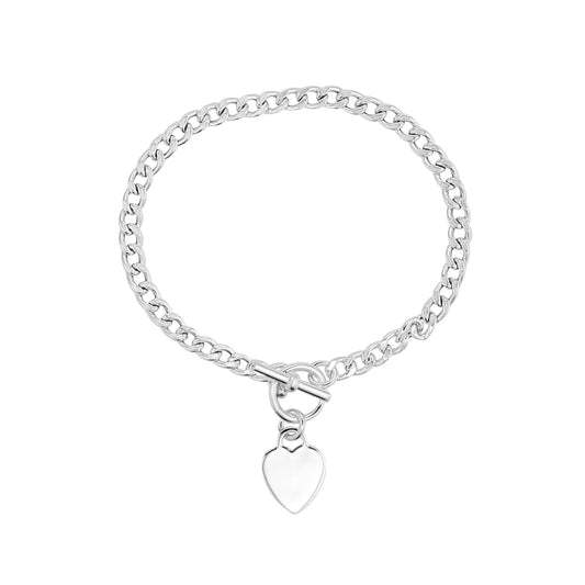 Sterling Silver T-Bar Heart Charm Necklace