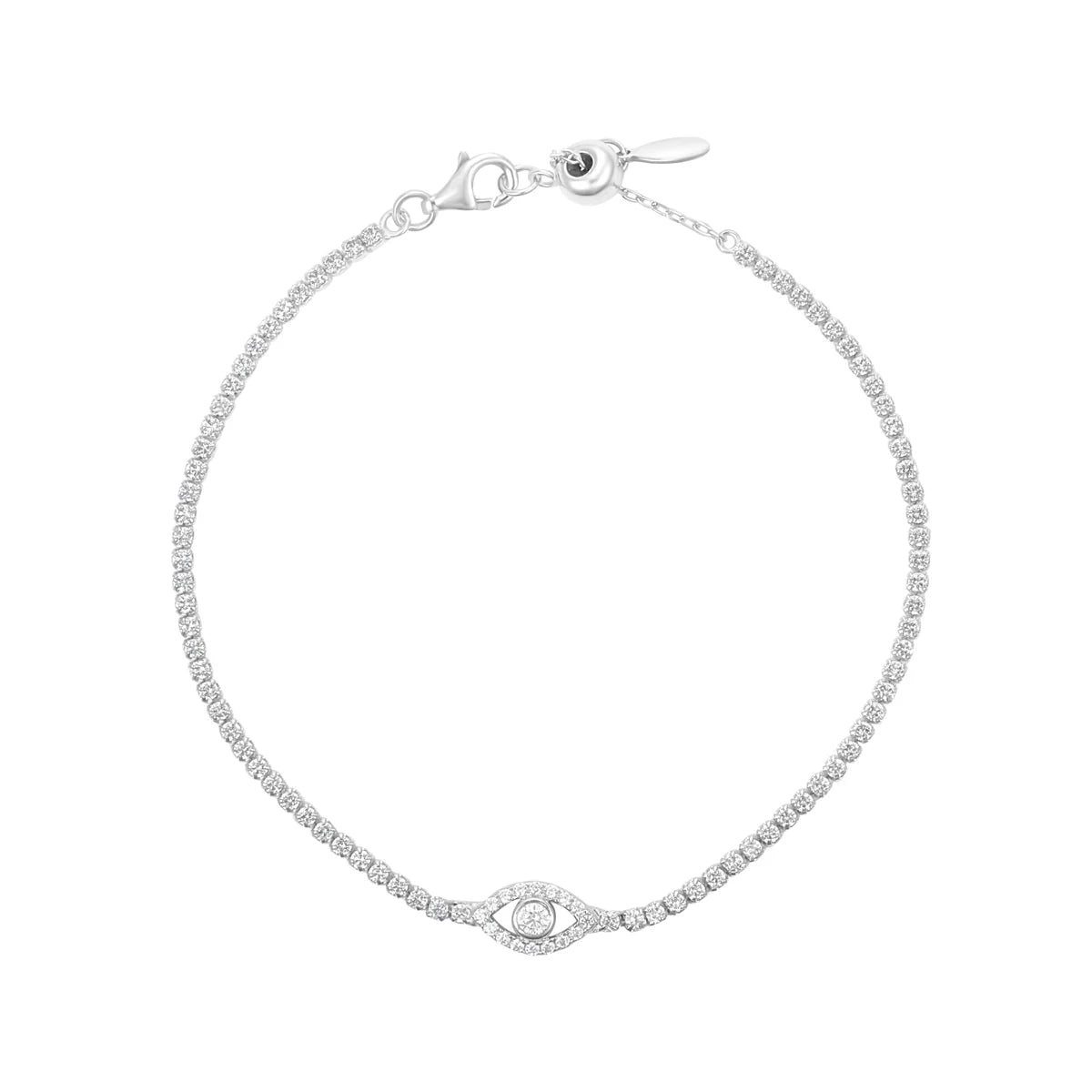 Sterling Silver Evil Eye CZ Line Bracelet