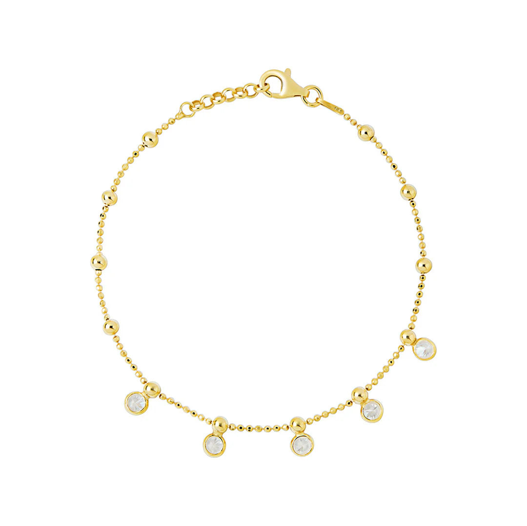 Sterling Silver Yellow Gold Plated CZ Charm Bracelet