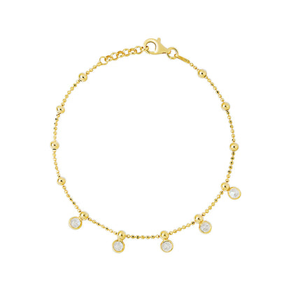 Sterling Silver Yellow Gold Plated CZ Charm Bracelet