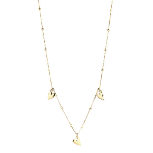 Sterling Silver Yellow Gold Plated Three Heart Necklace