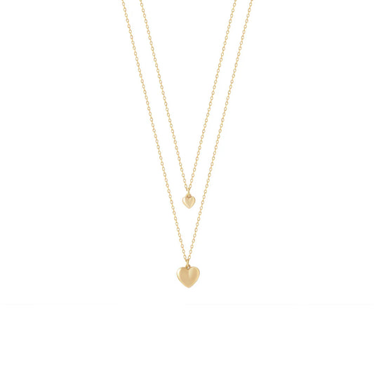 Sterling Silver Yellow Gold Plated Double Heart Layered Necklace