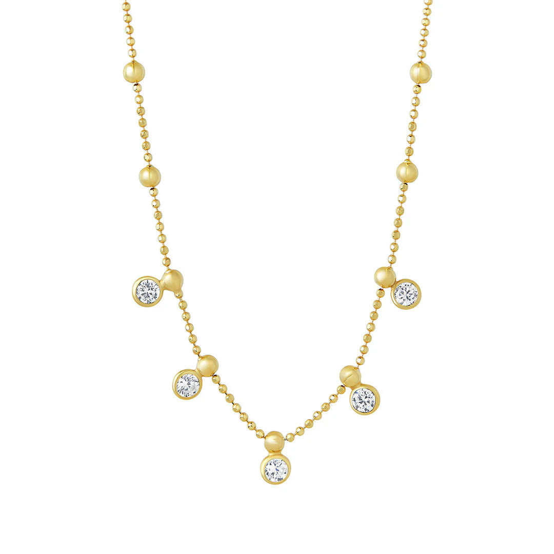 Sterling Silver Yellow Gold Plated CZ Charm Necklace
