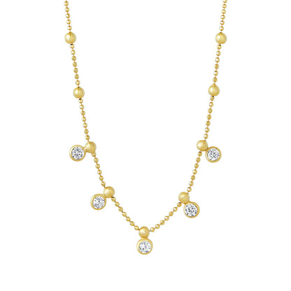 Sterling Silver Yellow Gold Plated CZ Charm Necklace