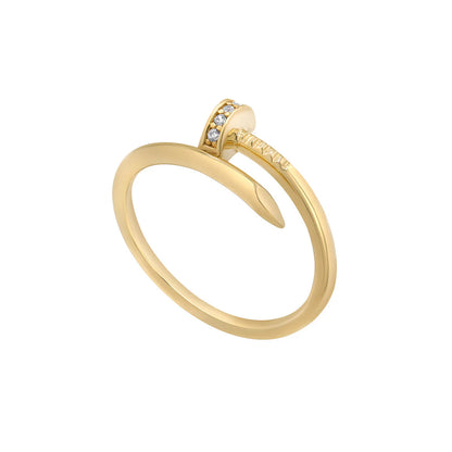 9ct Yellow Gold & Cubic Zirconia Nail Ring