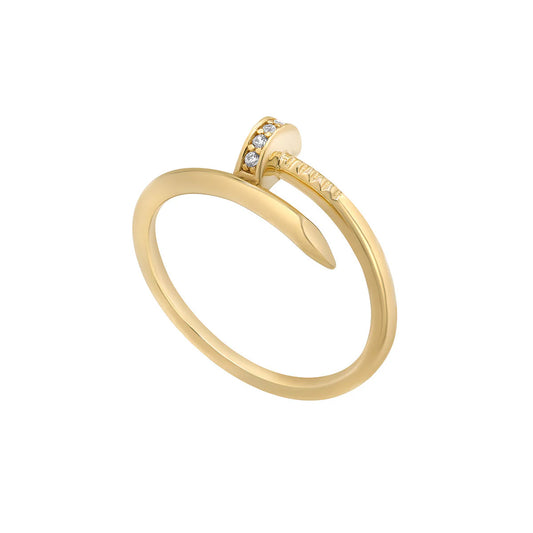 9ct Yellow Gold & Cubic Zirconia Nail Ring