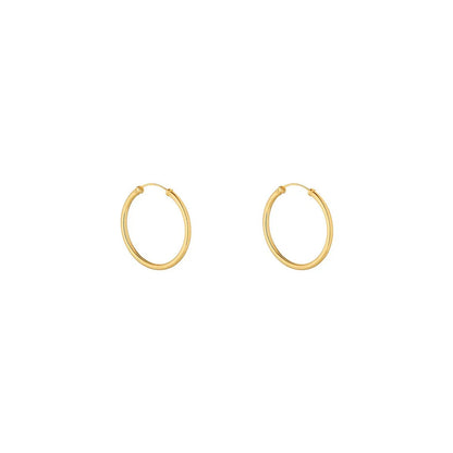 9ct Yellow Gold 14mm Sleeper Hoops