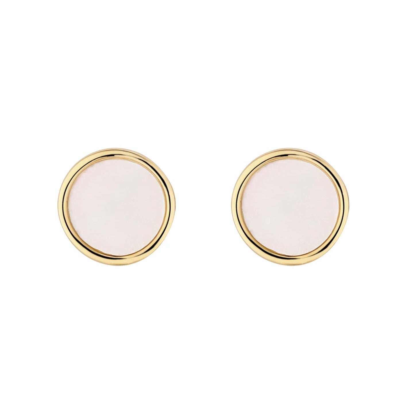 9ct Yellow Gold Mother of Pearl Disc Stud Earrings
