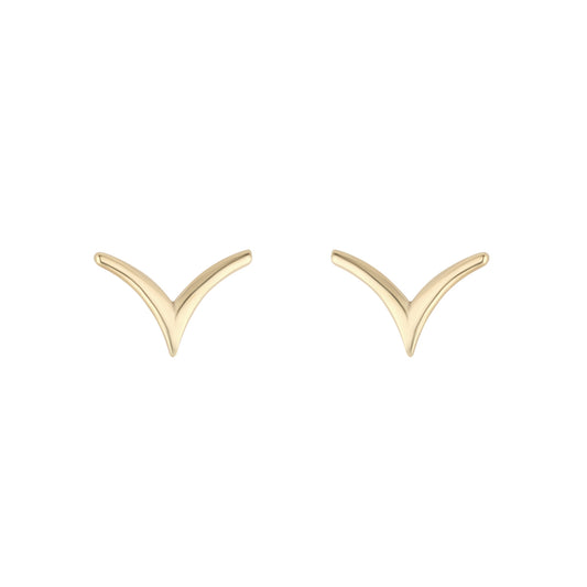 9ct Yellow Gold V-Shape Stud Earrings