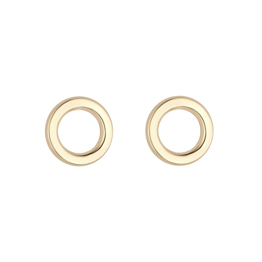 9ct Yellow Gold 9mm Open Circle Stud Earrings