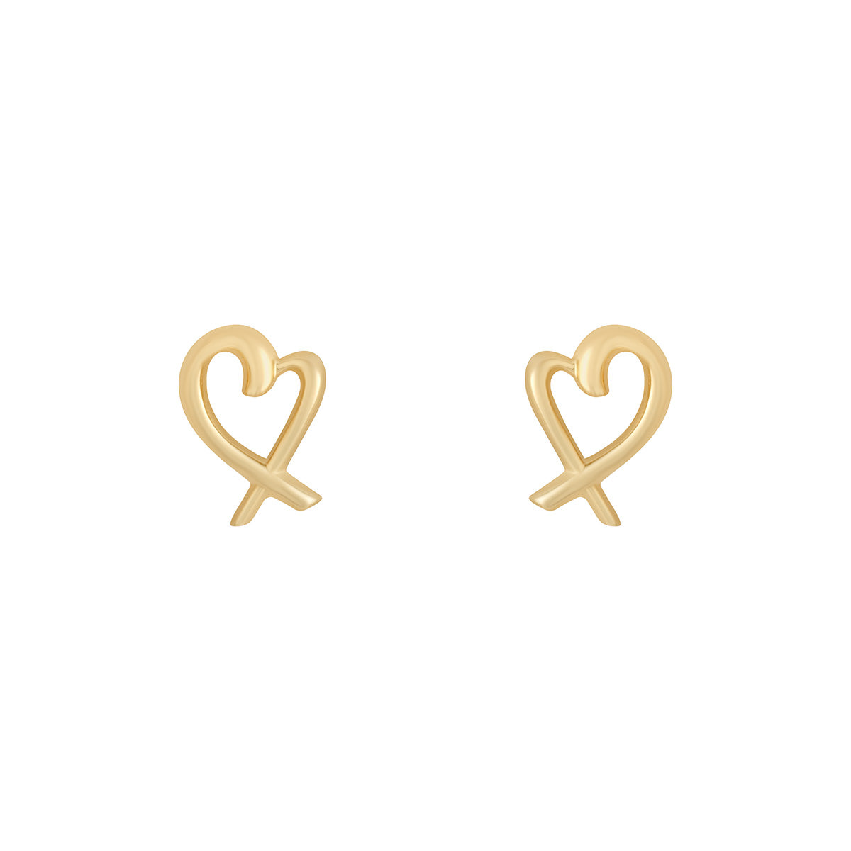 9ct Yellow Gold 8mm Open Heart Stud Earrings