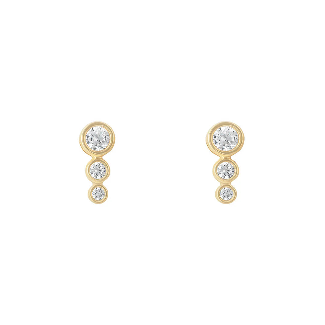 9ct Yellow Gold CZ Graduated Stud Earrings