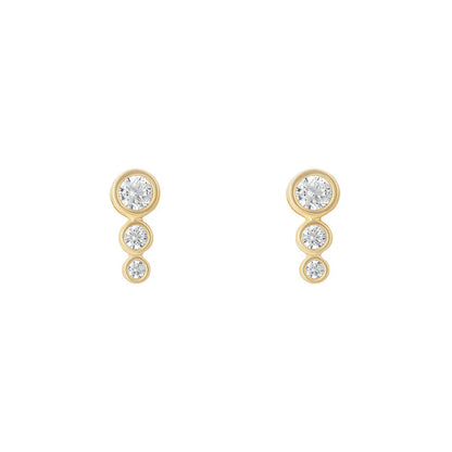 9ct Yellow Gold CZ Graduated Stud Earrings