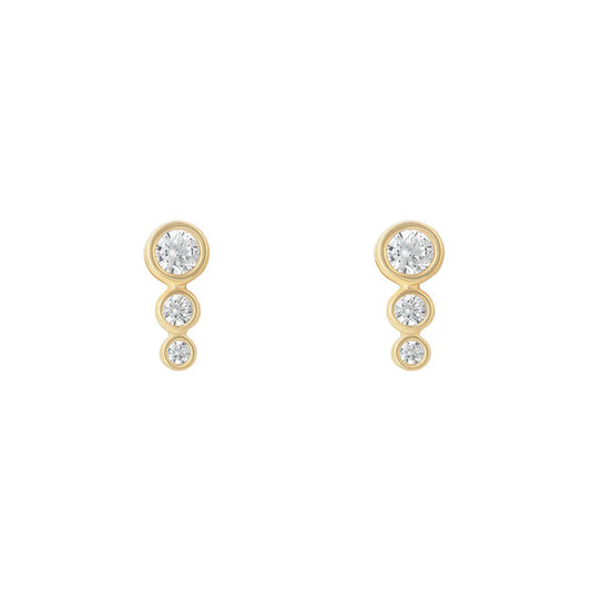 9ct Yellow Gold CZ Graduated Stud Earrings