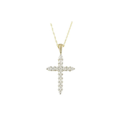9ct Yellow Gold Cross & CZ Set Sparkling Pendant Necklace
