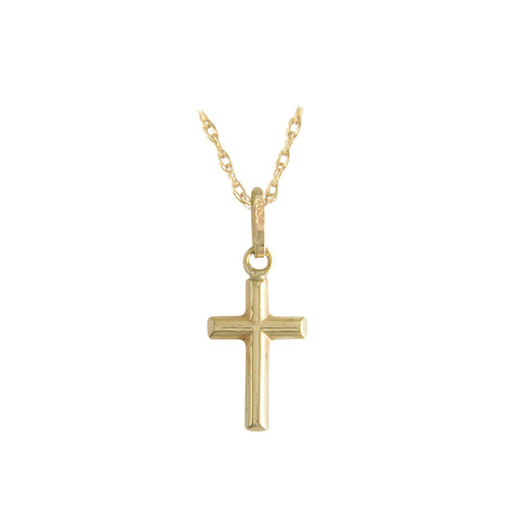 9ct Yellow Gold Plain Cross Pendant Necklace