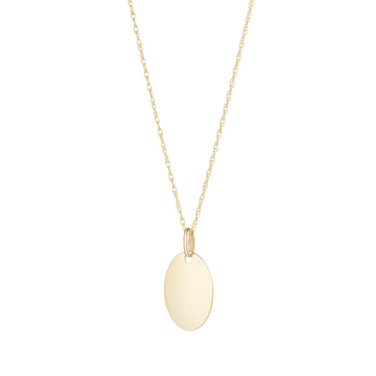 9ct Yellow Gold Oval Disc Pendant Necklace