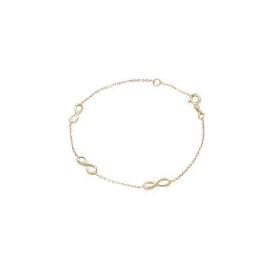 9ct Yellow Gold Delicate Infinity Trace Bracelet